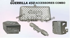 Fit For Royal Enfield Guerrilla 450 4 Pcs Accessories Combo Pack Silver - SPAREZO